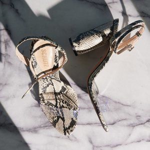 Schutz Snake Skin Clear Heels
